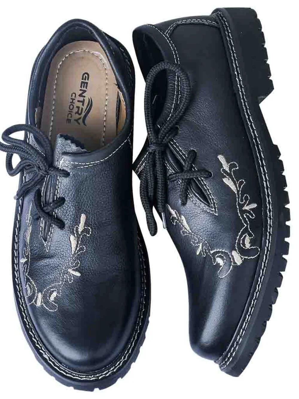 Oktoberfest Shoes for Men Black Embroidered German Bavarian Leather Shoes